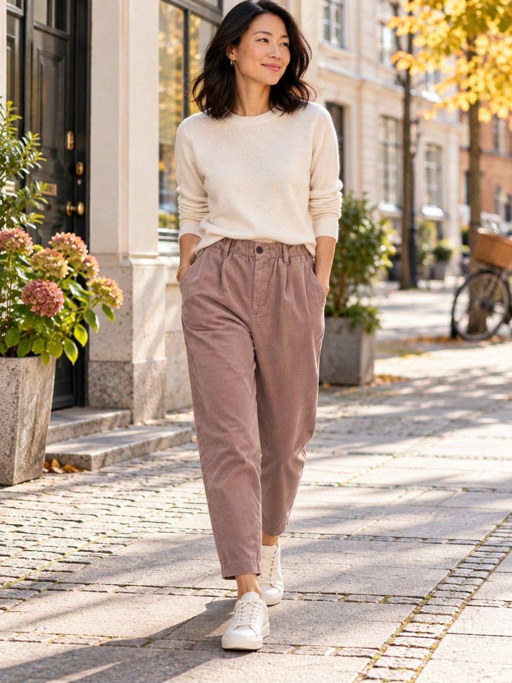 Madewell NC362 Corduroy Pull-On Mid-Rise Jogger Pants Faded Mauve M